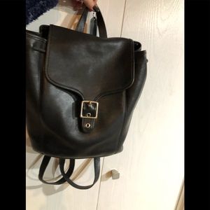 Black leather coach backpack purse